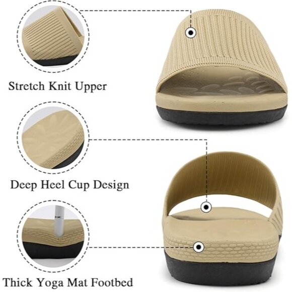 Xihalook Size 10.5 Orthotic Slides Slip-On Sandals Arch Support Open Toe - Picture 4 of 11